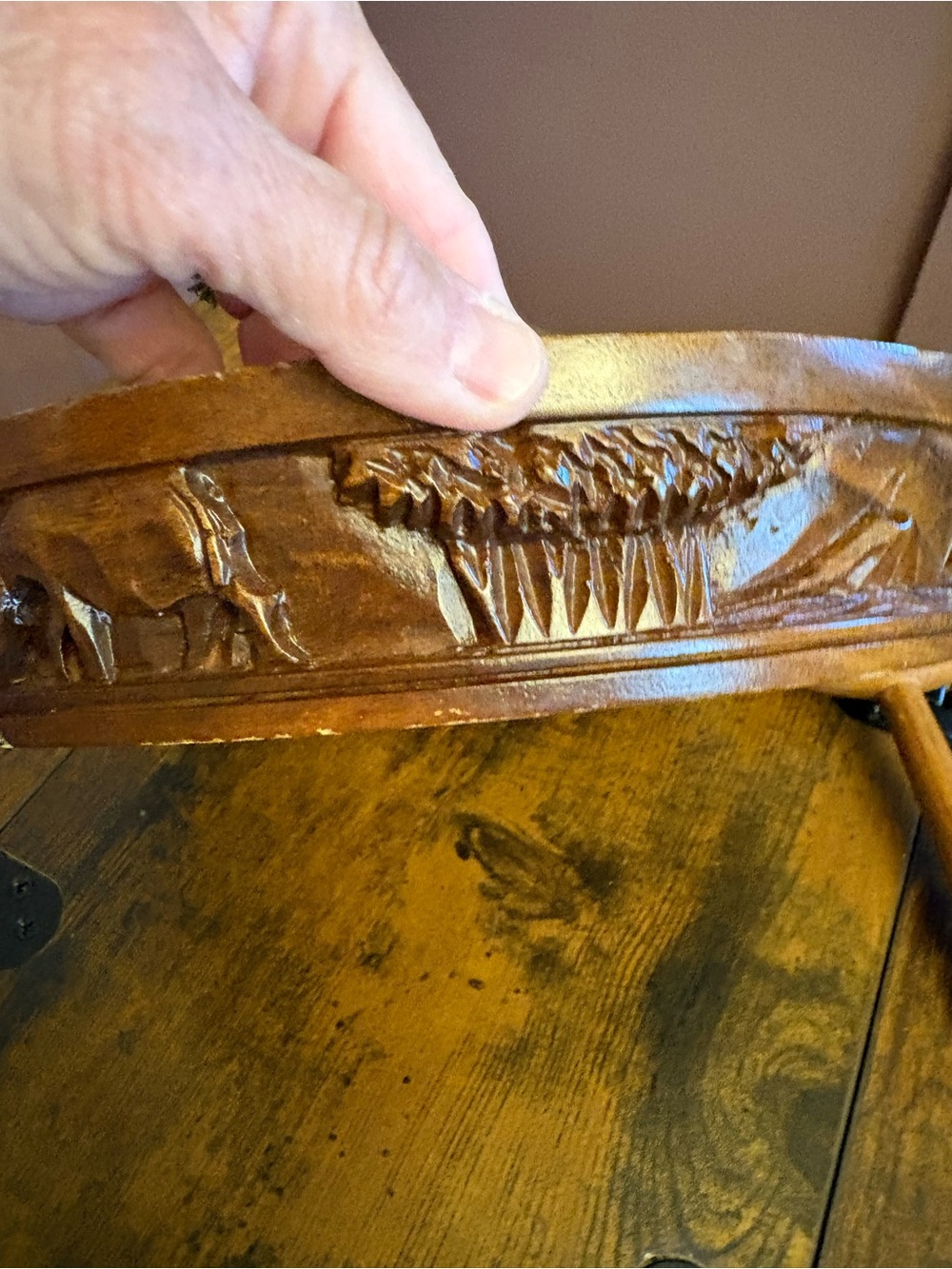 Hand-Carved Wooden Vintage Nutcracker Bowl with Mallet